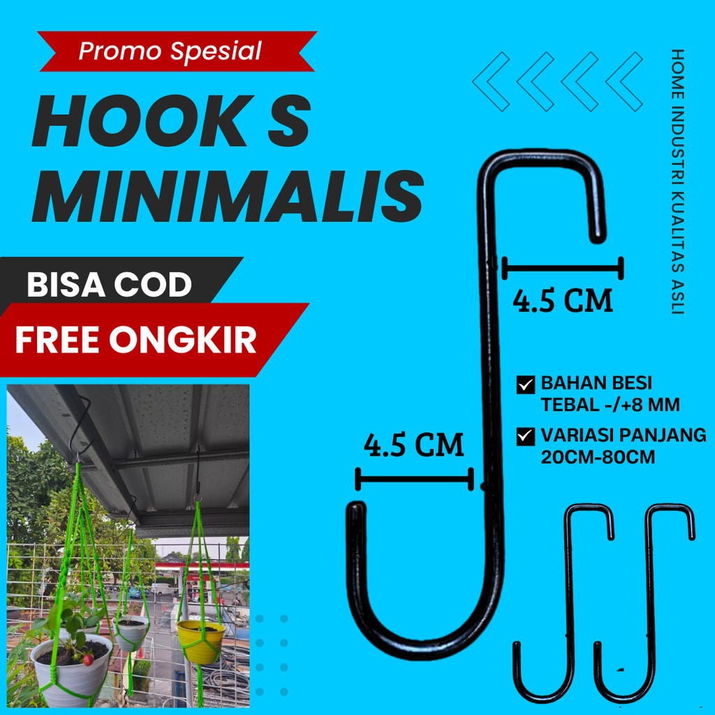 besi S,cantolan besi S/gantungan kandang burung/gantungan pot bunga