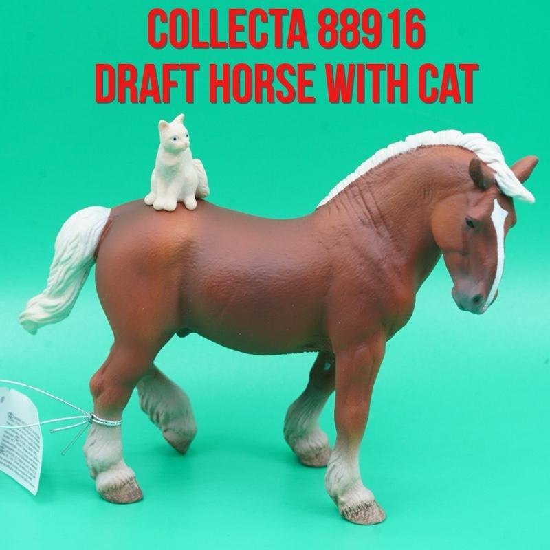 Collecta 88916 Draft Horse with Cat Kuda Tarik Draught & Kucing Equus Caballus | Mainan Figure Binat