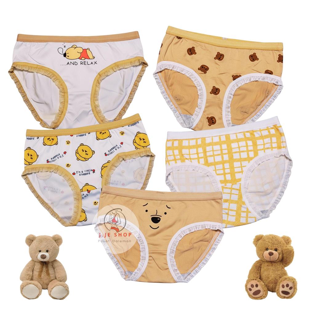 Celana Dalam Wanita Bahan Katun Adem CD Motif Beruang CD Cewek Paket Bundling CD Remaja Motif Lucu