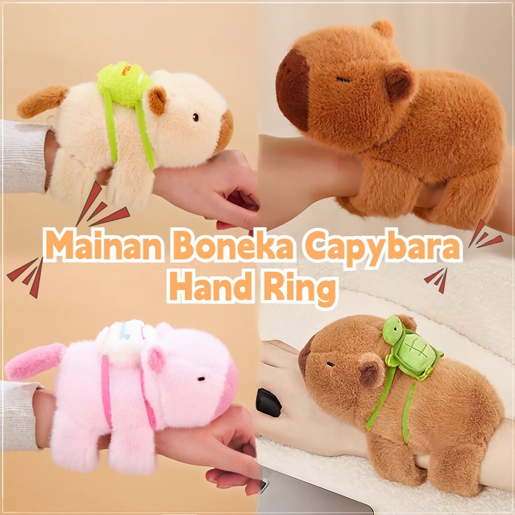 COD Mainan Boneka Capybara Hand Ring/Clingy Capybara Plush Wrislet Wristband Doll/EKOR PUTAR/Dengan 