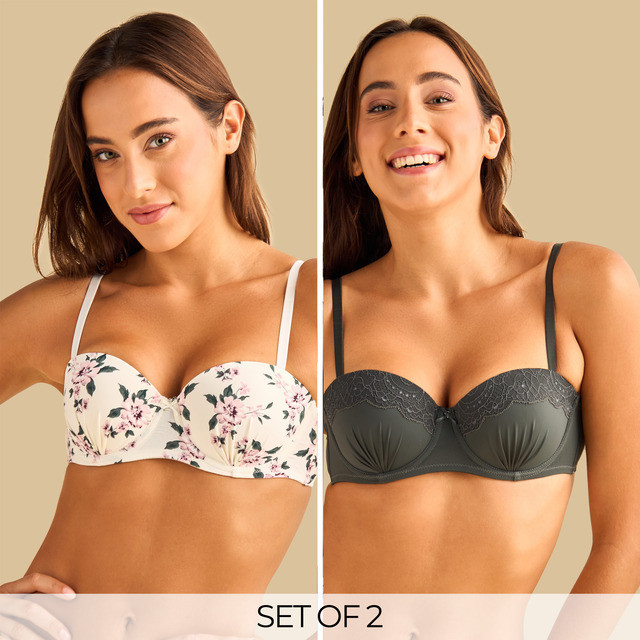 Max Fashions Dalaman Wanita Pack of 2 - Assorted Balconette Bra - White