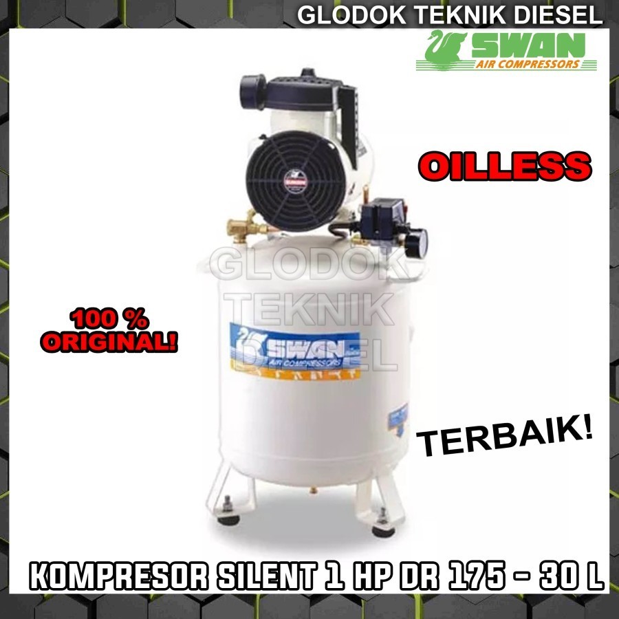 SWAN Kompresor Oilless 1 HP 30 Liter Silent DR 175 30 L Oil Less ORI