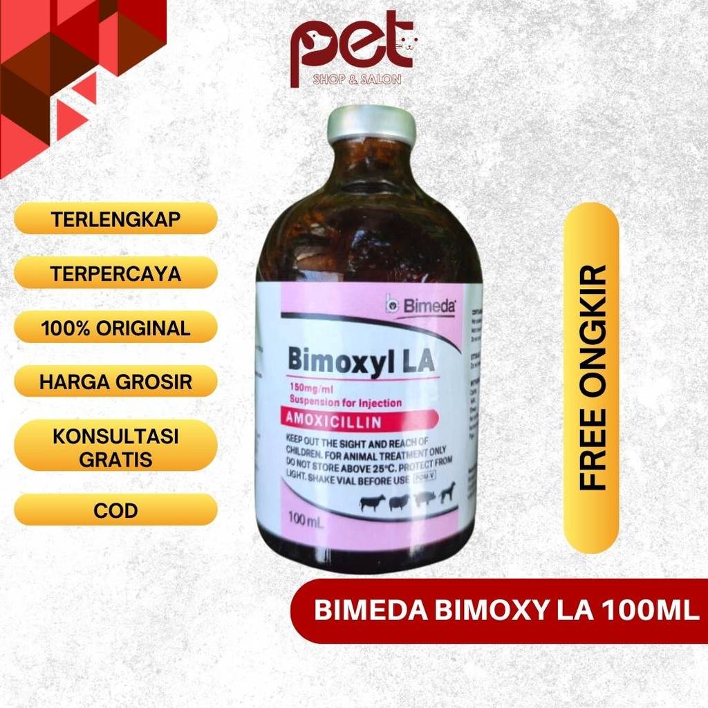 Bimoxyl LA 100ml - Mirip Amoxy LA - Obat Hewan Ternak - Obat Hewan Demam