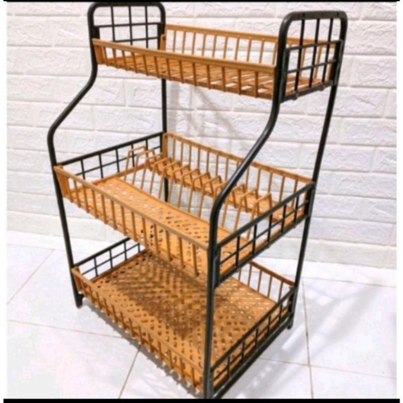 TerbaruRak Piring Plastik Coklat 3 Susun 46x40x73 CmPROMO