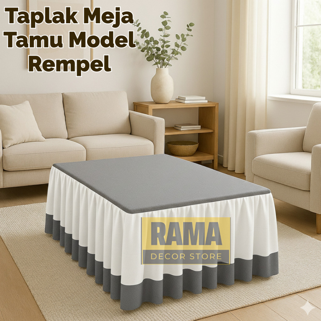 TergacorTaplak Meja Tamu Rumbai Mewah Rempel Katun EleganTerbaik