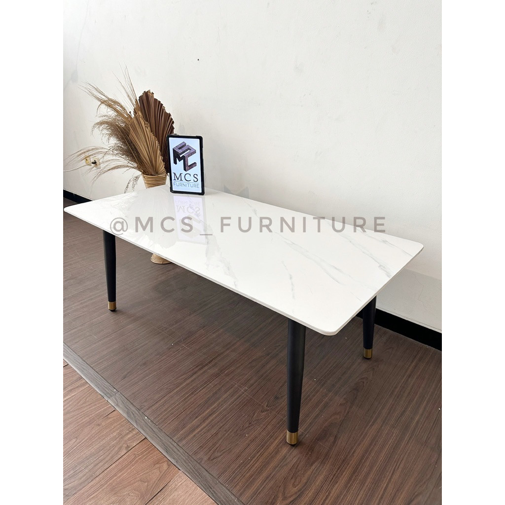 Meja Tamu Sofa Batu Marmer Kaki Besi Lesehan Coffee Table Marble Mebel Furniture MCS Semarang