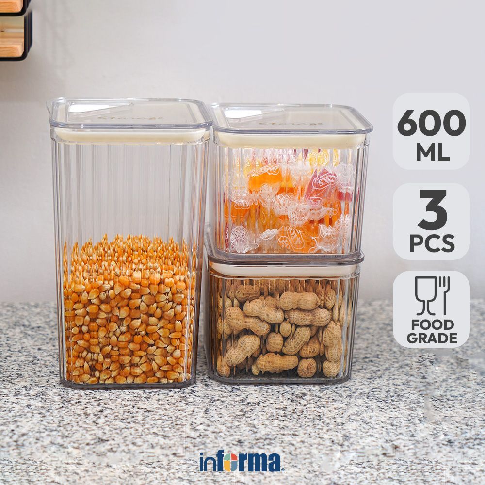 Informa Set 3 pcs Ruby Stoples Jar Tempat Simpan Snack Dan Permen Setoples Toples Serbaguna Perlengk