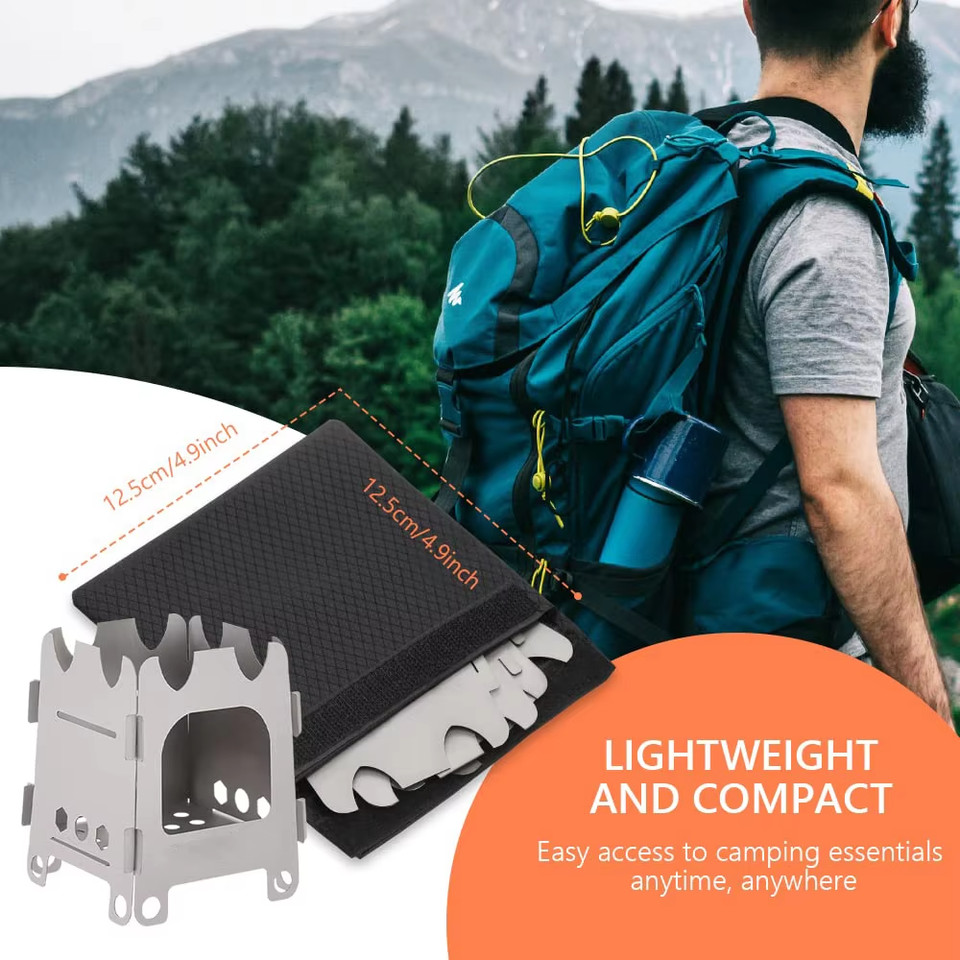 Lixada Stainless steel Outdoor Camping Stove Portable Ultralight Folding Wood Stove Pocket Stove Cam