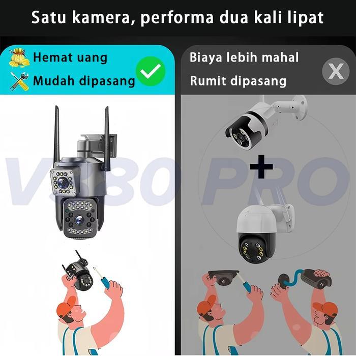 [PAKET DISKON] V380 Pro CCTV 8MP 2 Lensa 64GB SD Card+5 Meter Kable - CCTV+5M Kable, +64GB SD Card