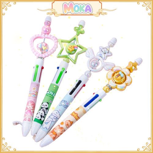 MOKA Pulpen 4 Warna Aesthetic / Pulpen Cantik 4 Warna / Pulpen Charming Karakter / Multicolor Pen MK