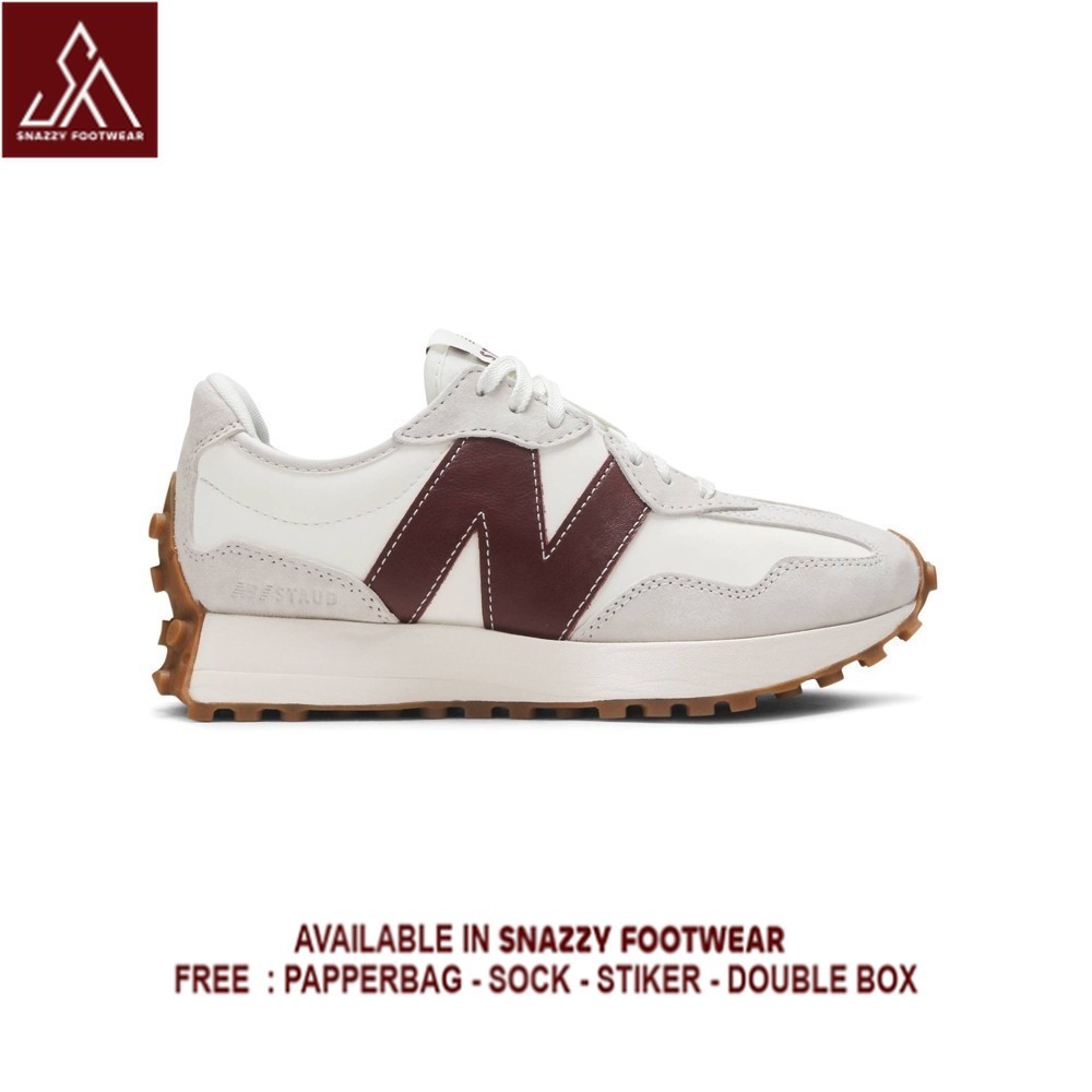 Sepatu Sneakers New Balance WS327SG X Staud Grey Burgundy 100% Original Unisex
