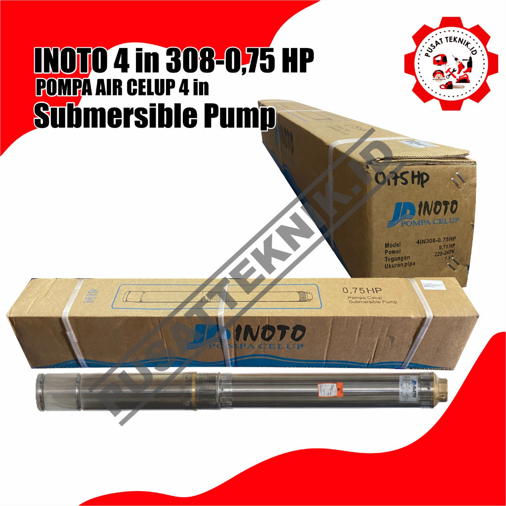 SUBMERSIBLE INOTO 4 IN 308 0.75HP TANPA KABEL | POMPA CELUP INOTO 1INCH 4IN308 + CONTROLBOX
