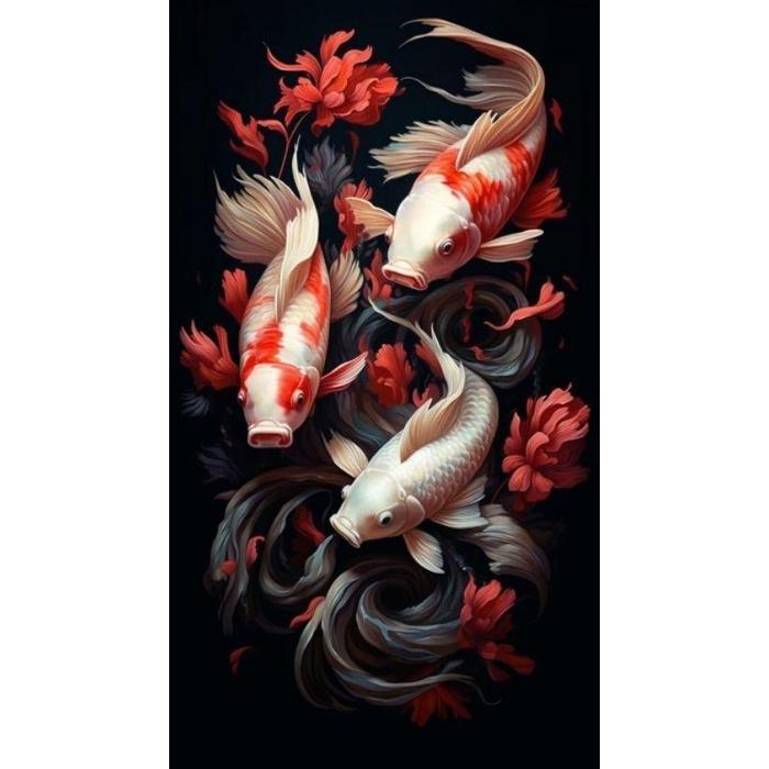 Terlaris[PROMO] Hiasan Dinding Ikan Koi Ukuran 47x31 Cm Pajangan Dinding Gambar Ikan Koi Ukuran Jumb