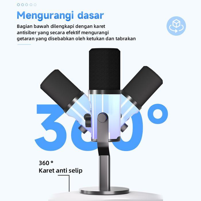 KOORFLY KF-U100 Mikrofon RGB Condenser USB+XLR Dual untuk Gaming Podcast Live Streaming Recording de