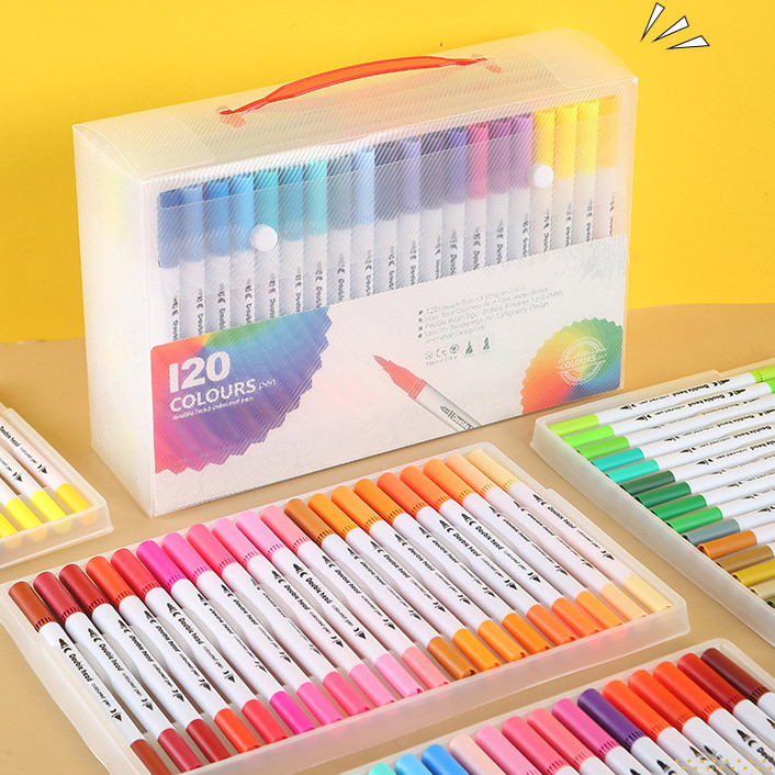 HIGHTUNE ACRYLIC MARKER / 1 SET 24 WARNA SPIDOL HIGHTUNE DUAL BRUSH PIGMENTED DAN BLENDABLE QUICK DR