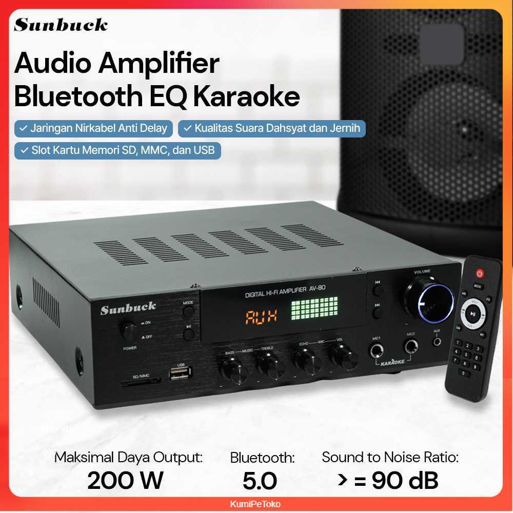Sunbuck Audio Amplifier Bluetooth EQ Karaoke FM Radio 200W - AV-80