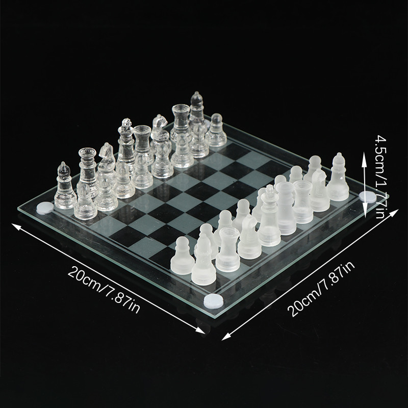 Antibroken Chess Set Craft Luxury Crystal Glass Acrylic Chess Board Elegant Glass Chess Pieces Board