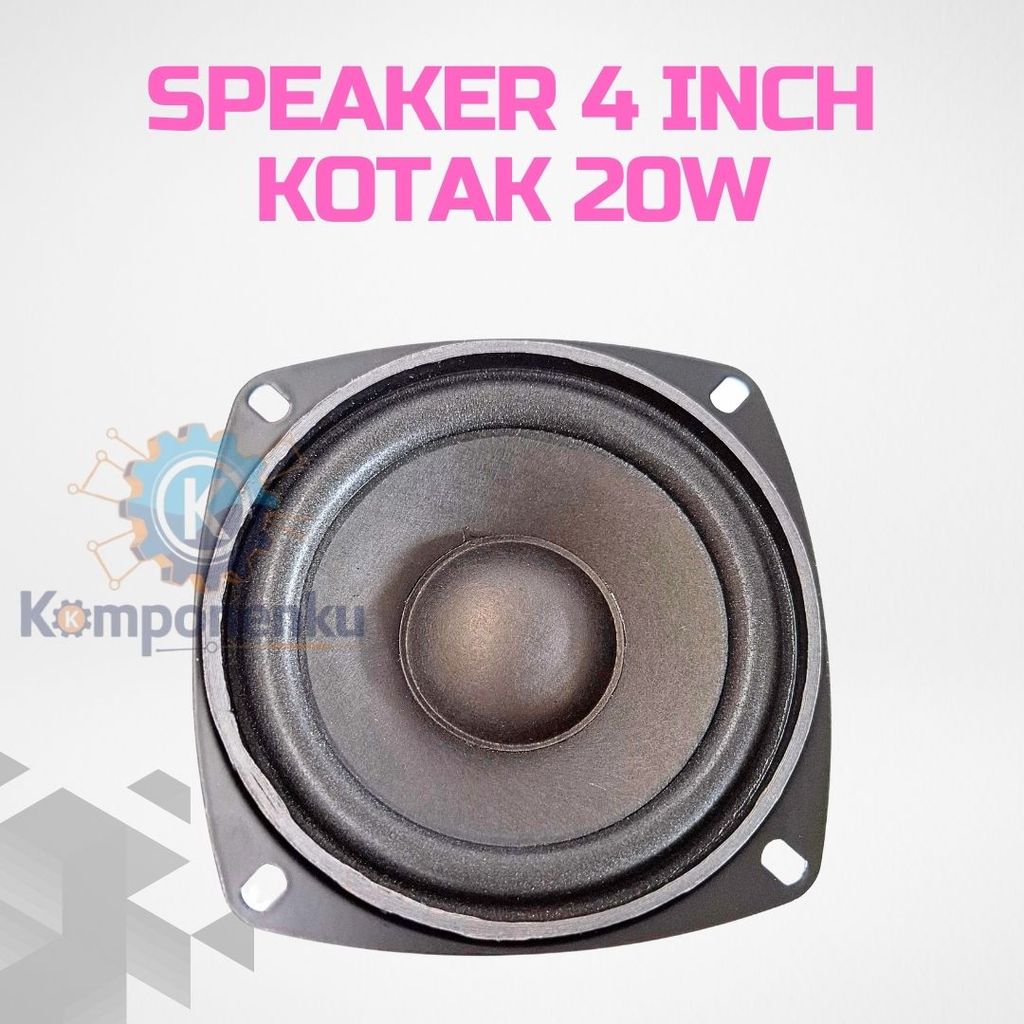 Speaker Woofer 4" 4 Ohm 20 Watt Kotak Hitam Frame Panel Audio