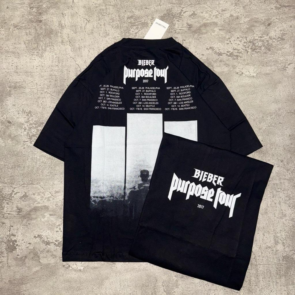 COD Baju Kaos Pull&Bear Oversize Justin Bieber Purpose Tour - T Shirt Vintage Justin Bieber Cotton 2