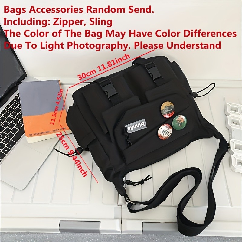 Nylon Messenger Bag Men Shoulder Bag Trendy Men's Messenger Bag, Student School Bag, Solid Color Cro