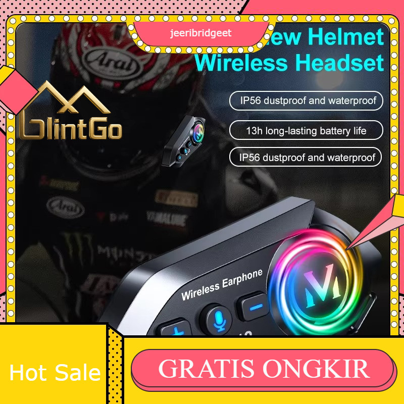 Headset Interkom Bluetooth Interkom Helm Jarak Jauh 500m Anti Noise Interkom Motor Bisa Denger Musik