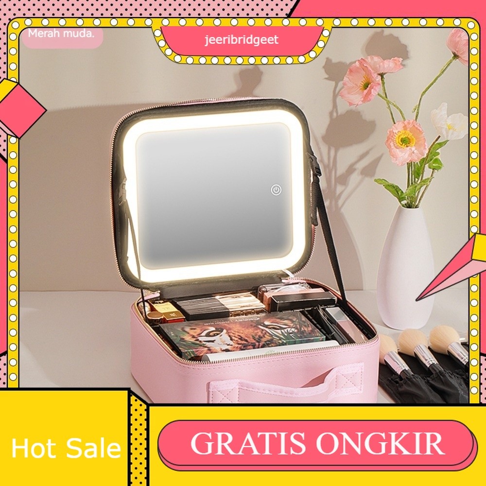 Cermin Dengan Lampu / Tas Makeup Lampu / Beauty Case LED Bag Mua / Beauty Case With Full Mirror / LE