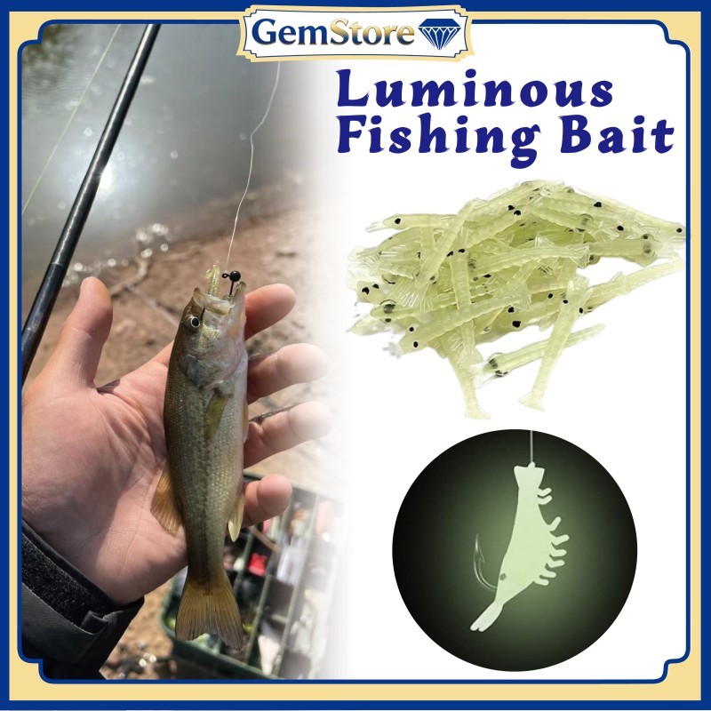 Umpan Udang Glowing 4CM Soft Luring Untuk Mancing Laut dan Sungai Umpan Pancing Udang Tiruan Tanpa K
