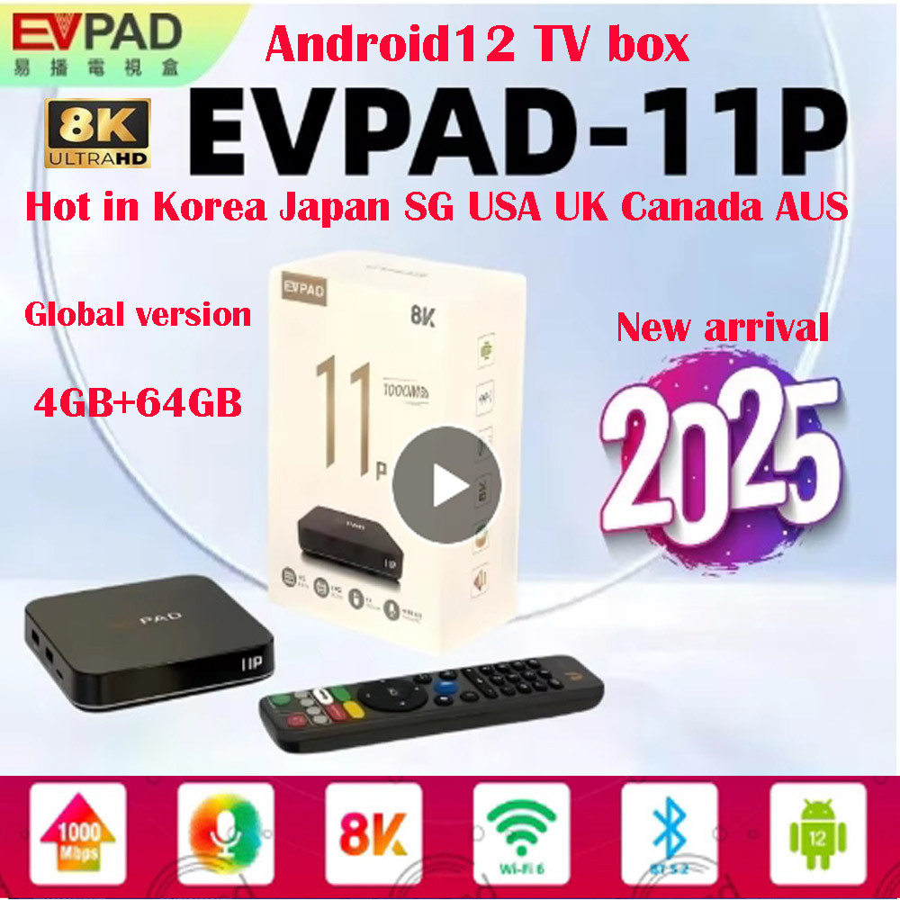 [Genuine] Newest Evpad 11P/11S Best Android smart TV box 8K 1000M ethernet Hot in JP Korea SG USA UK