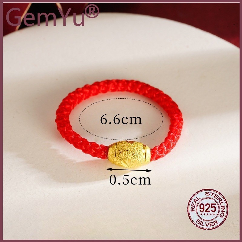 GemYu  Gelang Tali Merah Emas untuk Pria dan Wanita, Cincin Perhiasan Keberuntungan, Perayaan Pernik