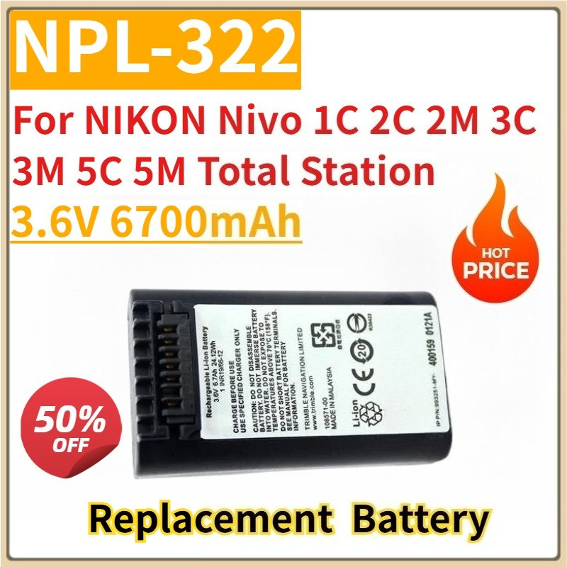 New Replacement Reargeable Battery 3.6V 6700mAh NPL-322 for NIKON Nivo 1C 2C 2M 3C 3M 5C 5M Total St