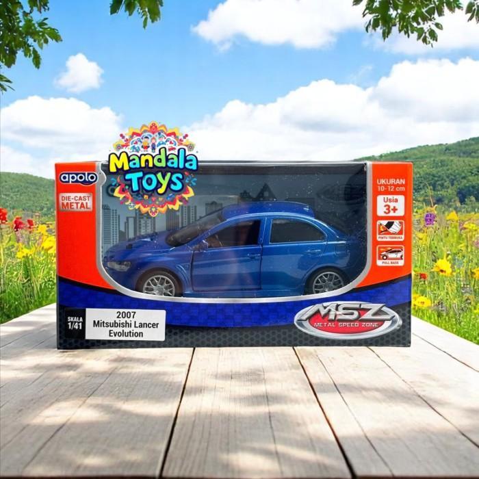 Apolo MSZ 1/41 2007 Mitsubishi Lancer Evolution Biru Diecast Metal/Pintu Terbuka/Pullback Plastik To