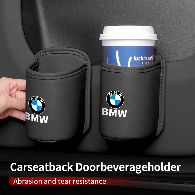 Leather Car Door Cup Holder Organizer Storage Bin Drink Rack Auto Cup Holder BMW Accessories For BMW