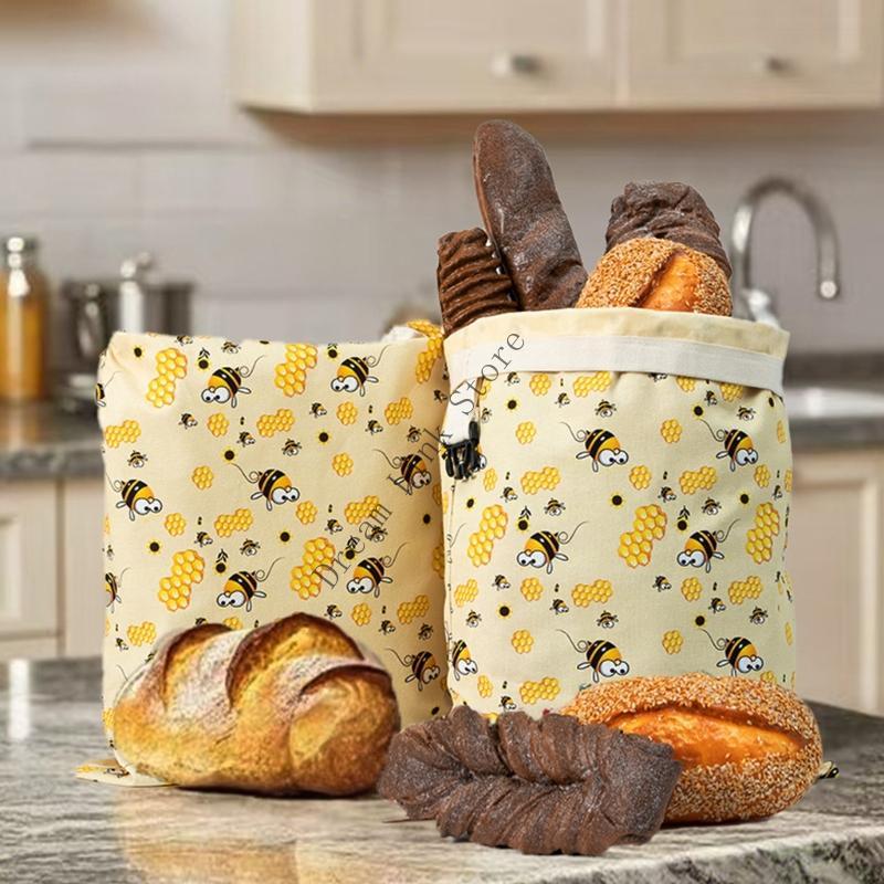 Q1FD Natural Cotton Bees Wax Bread Bag Storage Solution For Sourdough Baked Goods