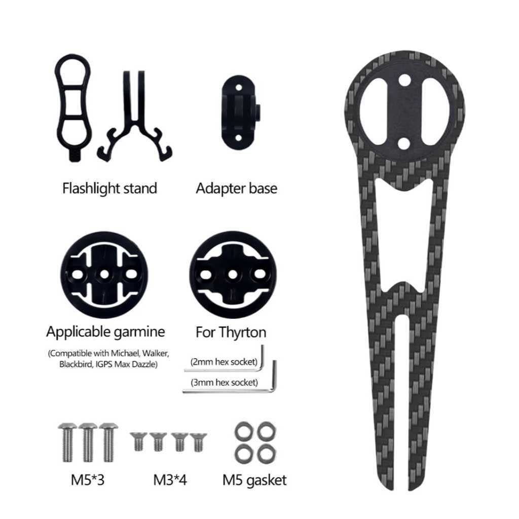 Carbon Barfly Mounting Stem Holder Bracket Speedo Lampu Gopro Sepeda Dudukan Stang Karbon Multifungs
