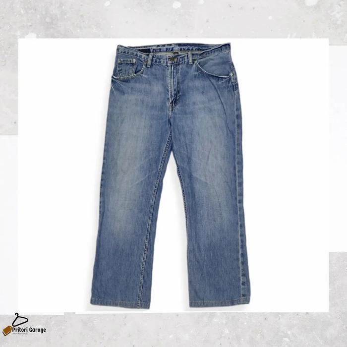 Raw Denim Tebal Jeans Banana Republic Loose Fit Light Blue Vintage 34