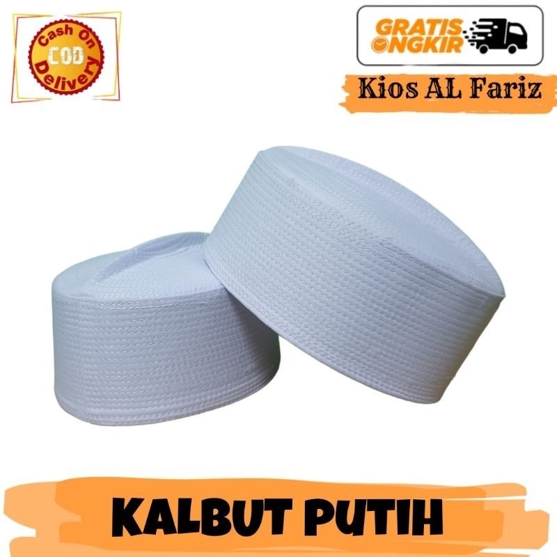Peci Kalbut Putih Dewasa - Kopiah Batok Keras Haji Mudah Bersih