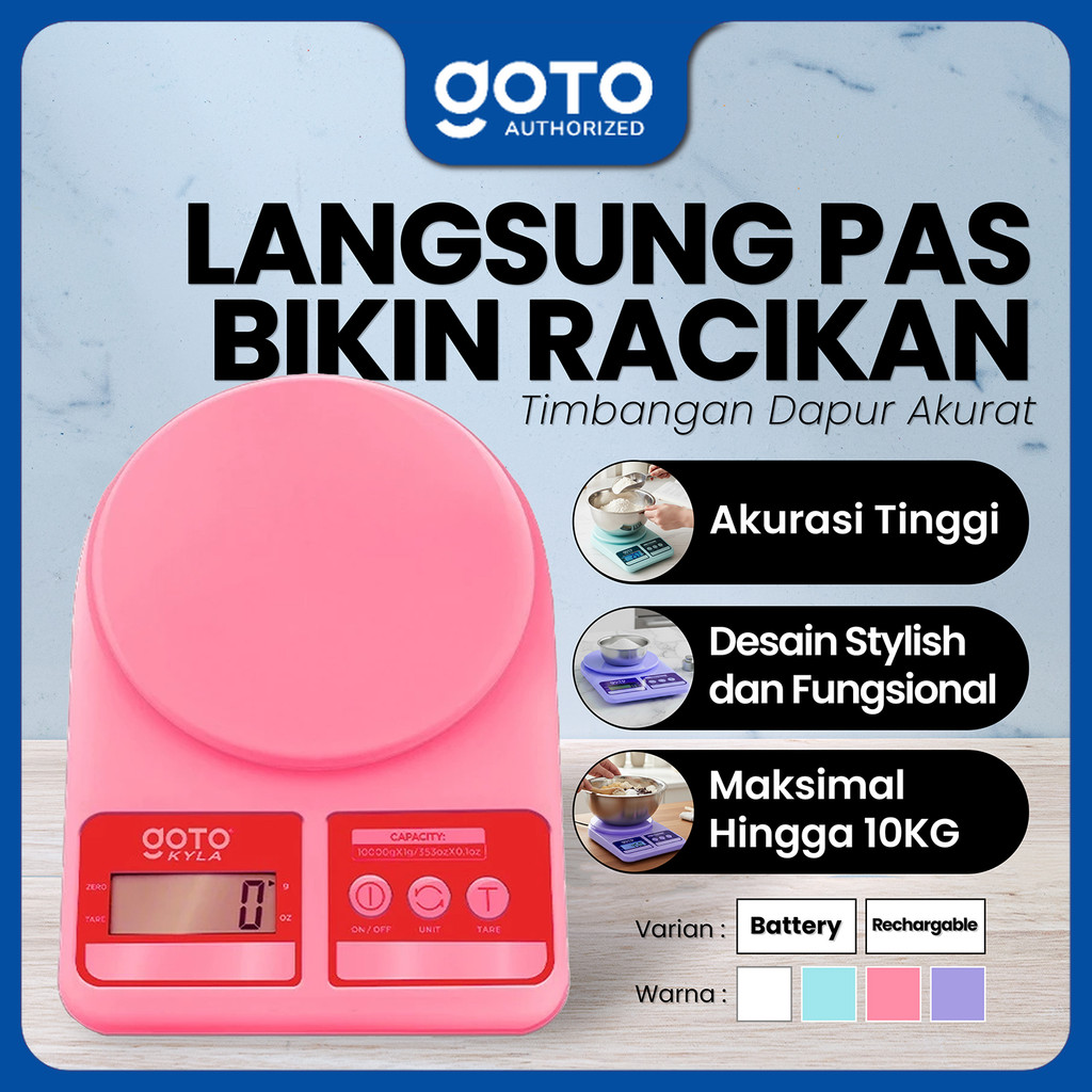 (Special Offer) Goto Kyla Timbangan Digital Dapur LED Bumbu Kue Rechargeable