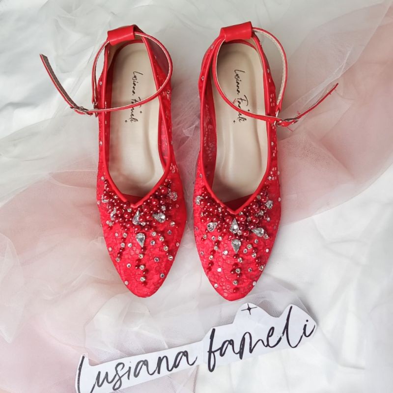 shopsepatu.official Daisy | sepatu pantofel pesta 30 warna hak 1 - 7 cm sepatu pengantin heels payet