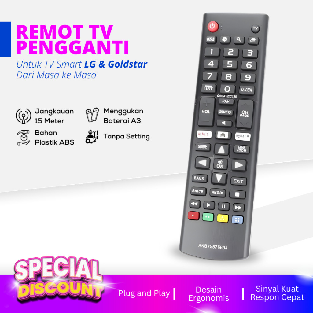 Remot TV Smart LG Remot TV LCD LED Android Smart TV LG AKB75675311 Infrared Remot TV Untuk Semua TV 