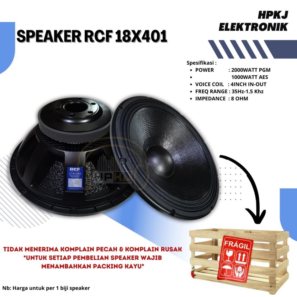 Speaker Komponen LF 18X401 / LF18 X401 / LF18X401 - 18 inch