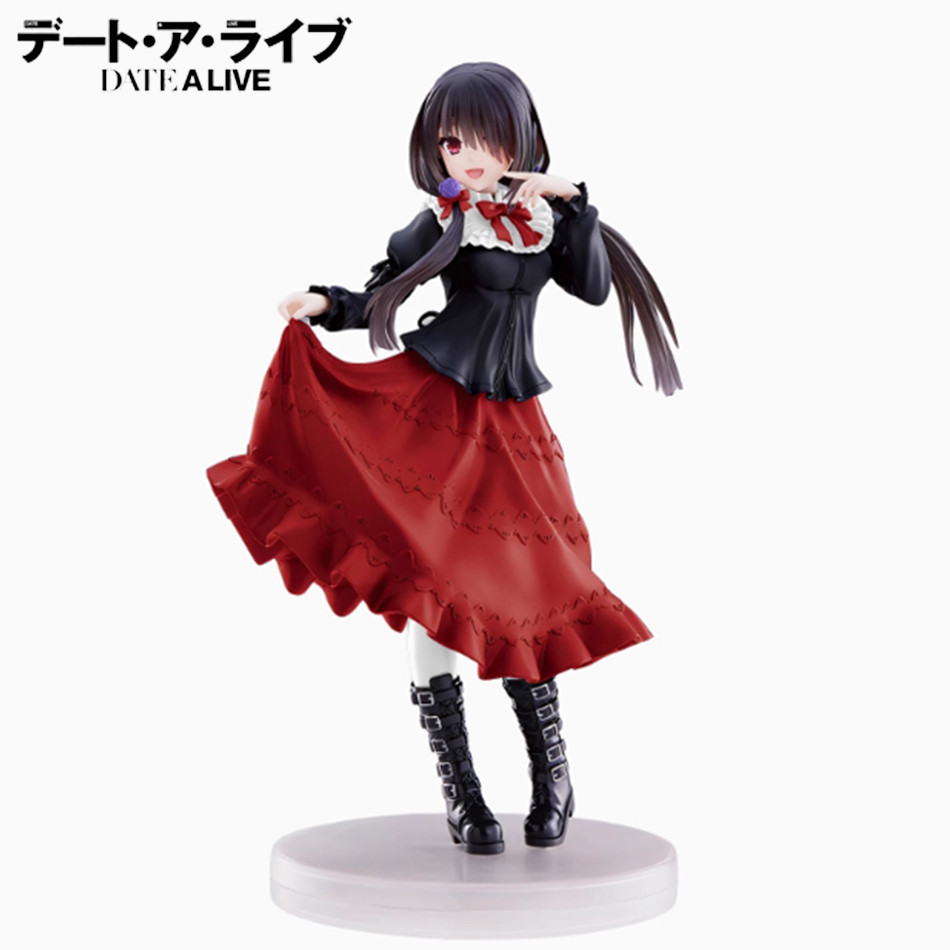 18CM DATE A LIVE Tokisaki Kurumi Anime Figure Cute Girl Model Toy PVC Black Dress Dress Up Standing 
