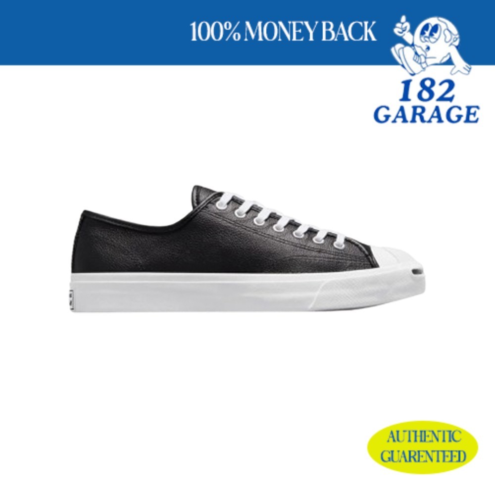 Sepatu Converse Jack Purcell Low Leather Black White Leather