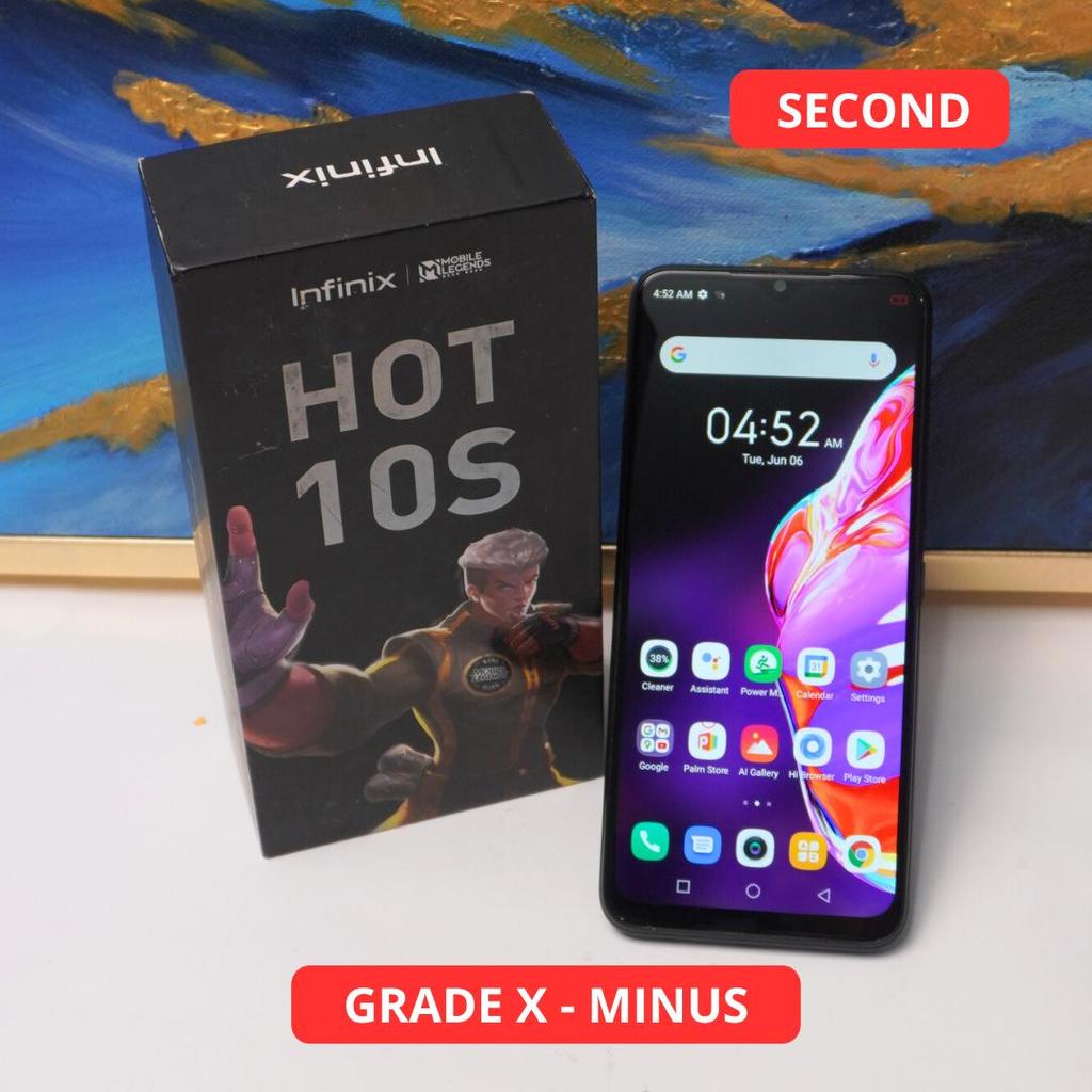 INFINIX HOT 10S NFC 4/128 GB - MINUS HP SECOND ORIGINAL SINAR MUTIARA CELL