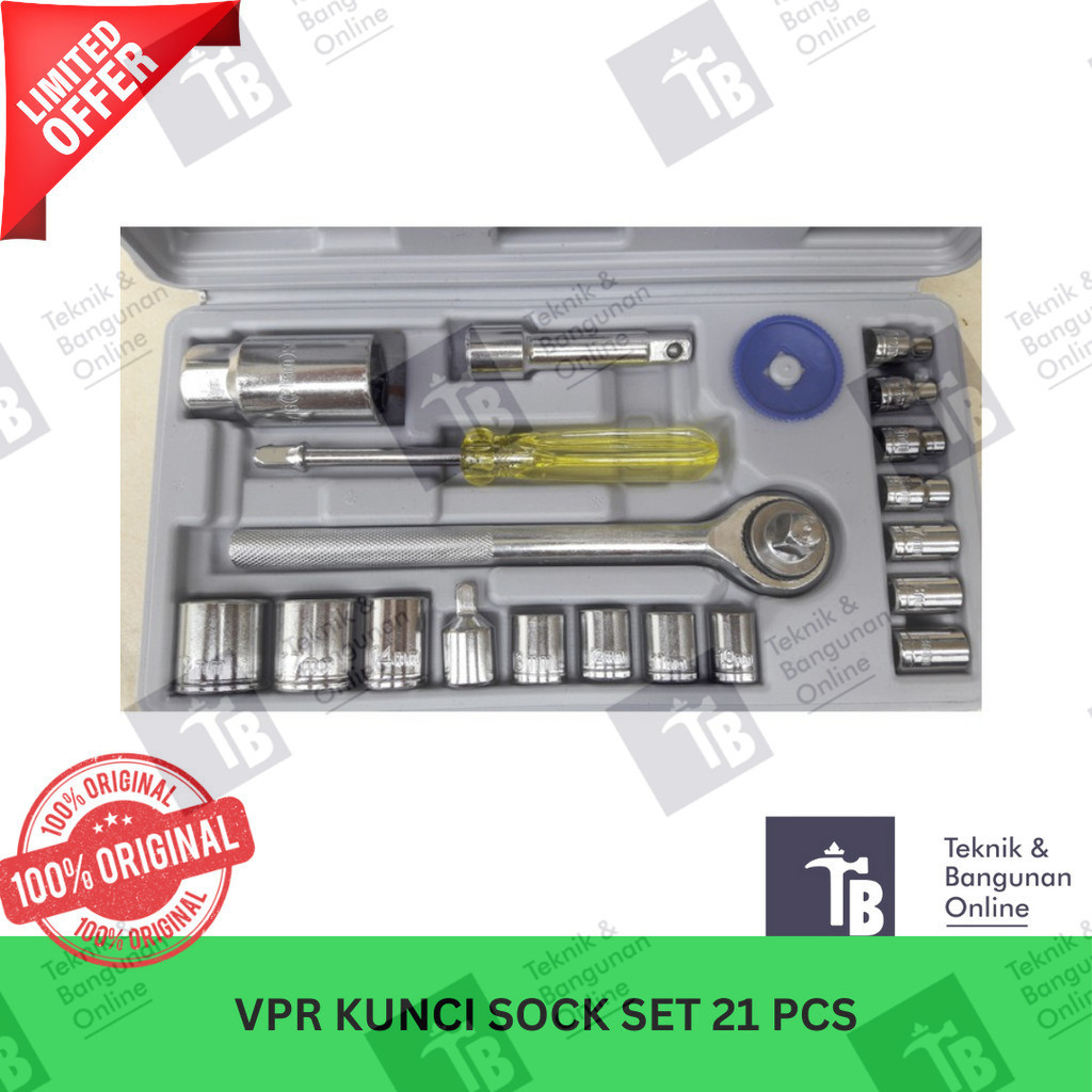 KUNCI SOCK SET 21 PCS SOK / SHOCK MATA HAND SOCKET WRENCH 21PCS ATS VPR
