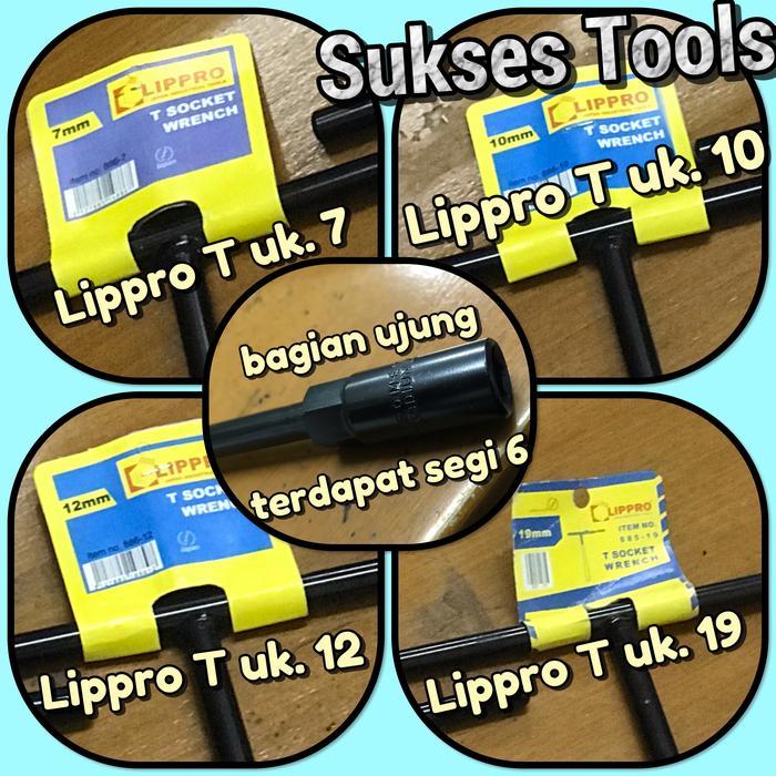 Kunci Sock Sok T Hitam Multipro Lippro uk. 7 8 10 12 14 17 19 - Multipro T 7