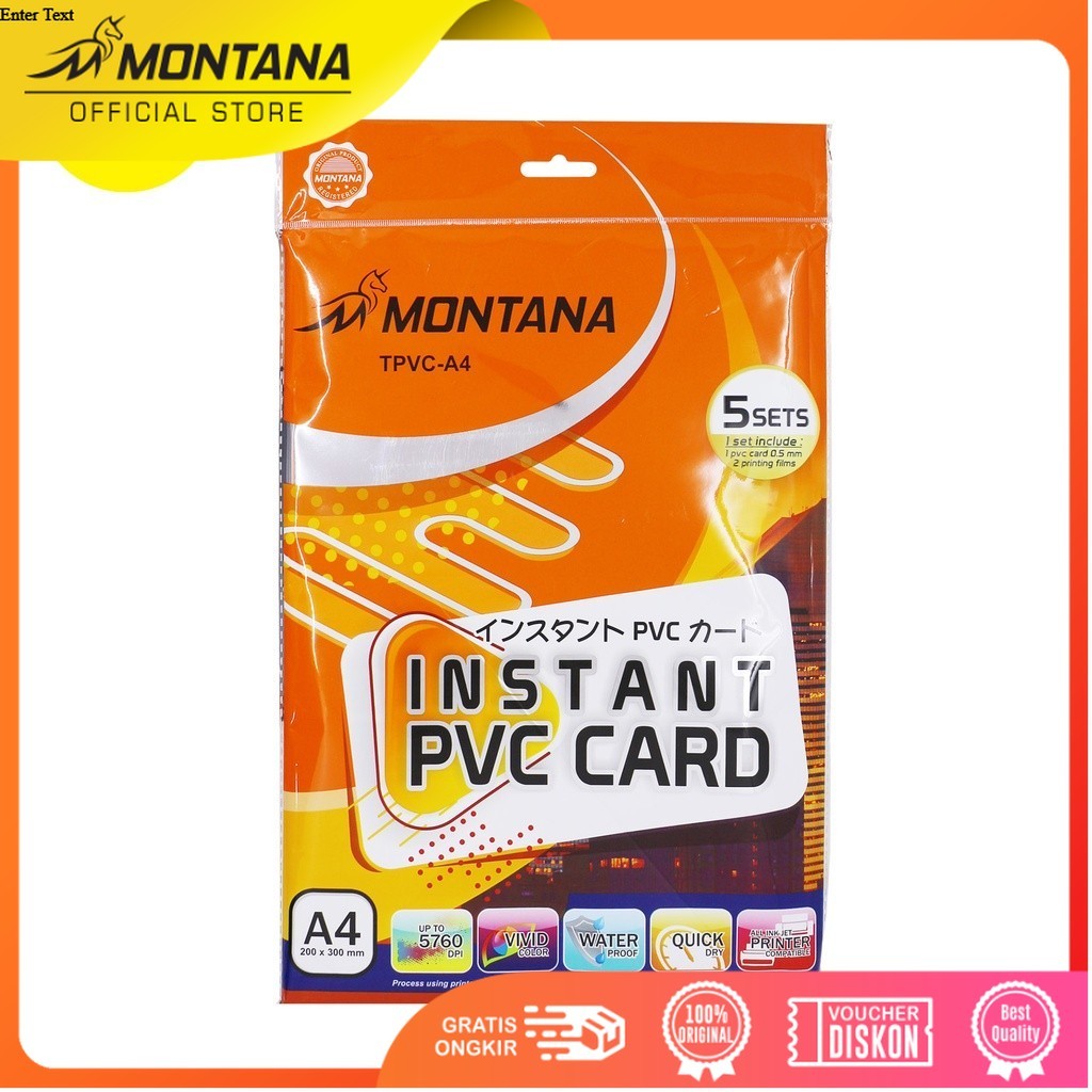 Montana Instan PVC Card / Kertas PVC Bahan ID Card / Ukuran A4