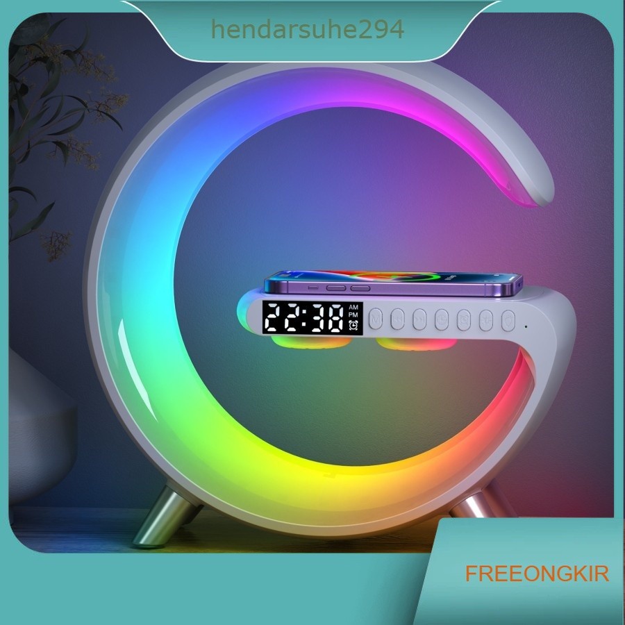 Lampu Meja Hias Kamar Tidur BIG G Aesthetic Dengan Jam Bluetooth Speaker Smart Ambient LED Light Wir
