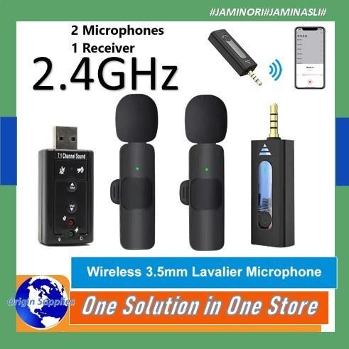 Microphone Dual Mic Clip On Wireless USB PC Zoom Laptop 20Meter - 2 MIC
