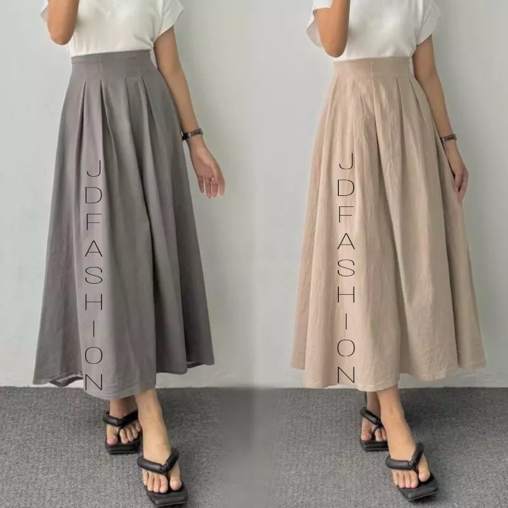 Rok Joy Flare Panjang Twistcone Katun Wanita/Rok Panjang Wanita/Rok Katun Wanita/Rok Kembang Polos
