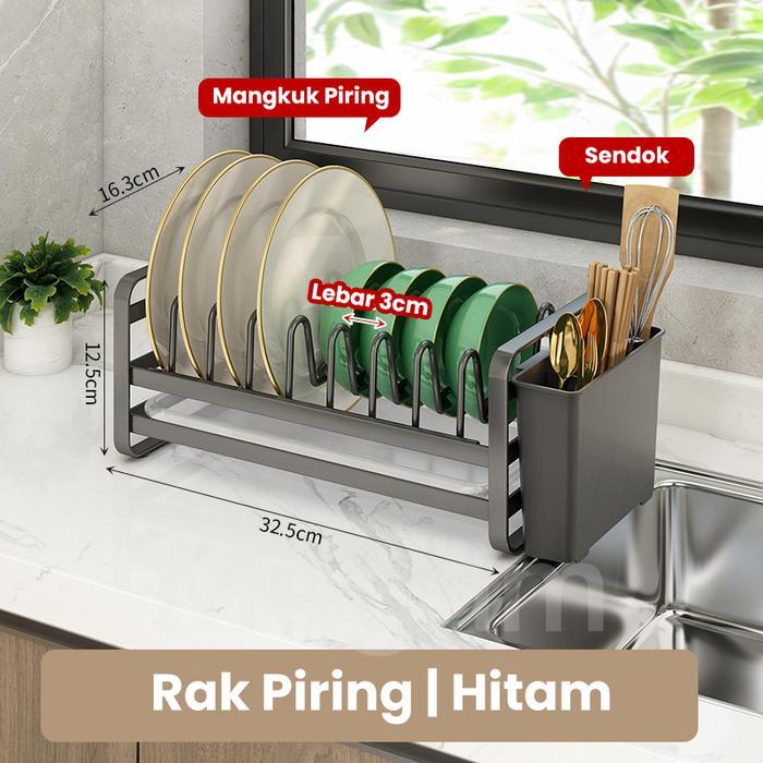 Megam Rak Piring Besi Kecil Minimalis Rak Dapur Dinding Serbaguna Tempat Sendok Gelas Pisau Stainles